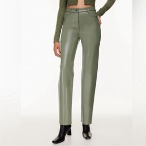 Aritzia Melina faux leather straight leg in bitter sage